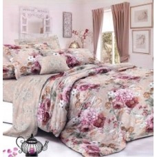 Комплект постельного белья из сатина Soft-tex Душечка "Розовый сад" евро