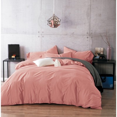 Однотонное постельное белье сатин Valtery LS09 евро розовое