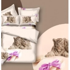 Комплект постельного белья из сатина Soft-tex "Тигрята" двуспальный