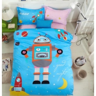Детское постельное белье из сатина Soft-tex "Робот" полуторный