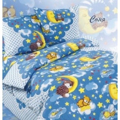 Поплиновый комплект постельного белья в детскую кроватку Soft-tex "Соня"